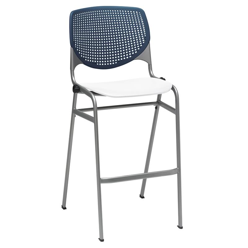 Home Square Stack Barstool in Navy Back & White Seat - Set of 2