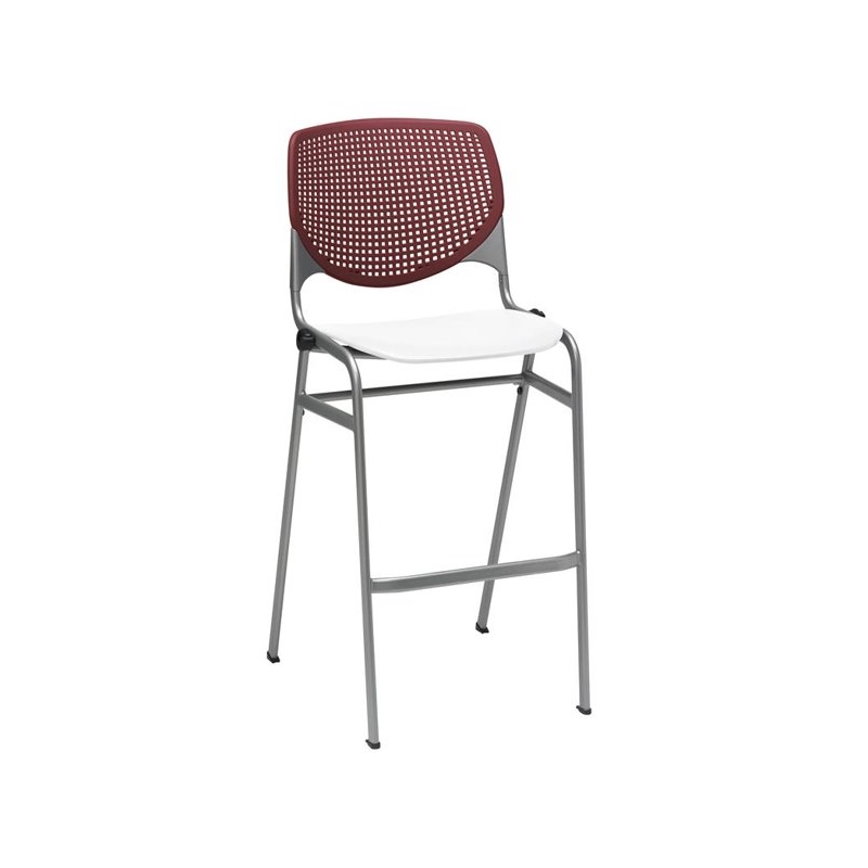 Home Square Stack Barstool in Burgundy Back/White Seat - Set of 2