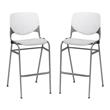 Home Square Stack Barstool in White Back/Light Grey Seat - Set of 2