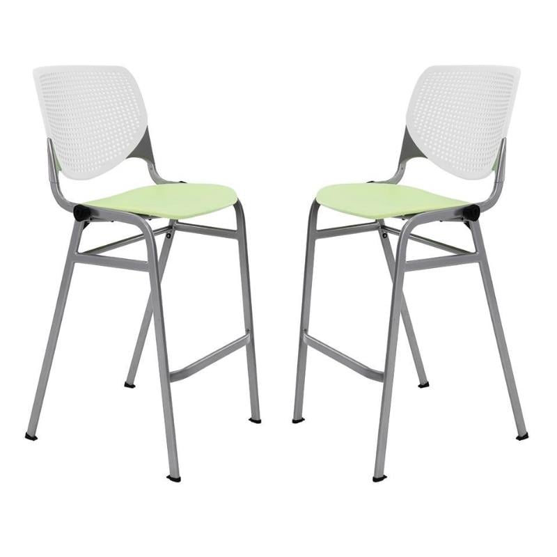 Home Square Stack Barstool in White Back/Lime Green Seat - Set of 2
