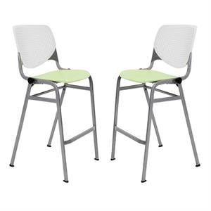 Home Square Stack Barstool in White Back/Lime Green Seat - Set of 2