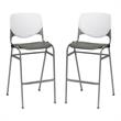 Home Square Stack Barstool in White Back/Brownstone Seat - Set of 2