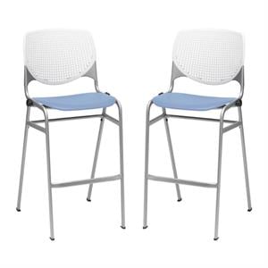 Home Square Stack Barstool in White Back/Peri Blue Seat - Set of 2