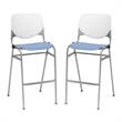Home Square Stack Barstool in White Back/Peri Blue Seat - Set of 2