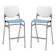 Home Square Stack Barstool in White Back/Sky Blue Seat - Set of 2