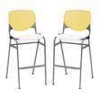 Home Square Stack Barstool in Yellow Back/White Seat - Set of 2
