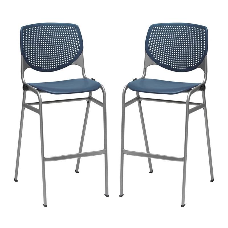 Home Square Stack Steel Frame Barstool in Navy - Set of 2