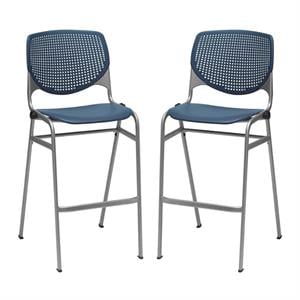 Home Square Stack Steel Frame Barstool in Navy - Set of 2