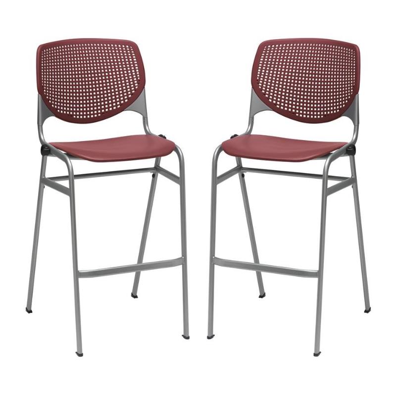 Home Square Plastic Stack Barstool in Burgundy Finish - Set of 2