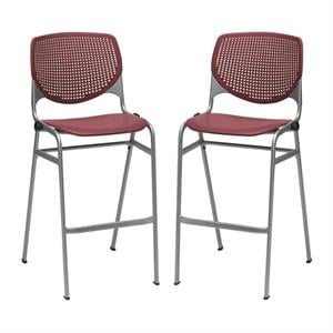 Home Square Plastic Stack Barstool in Burgundy Finish - Set of 2
