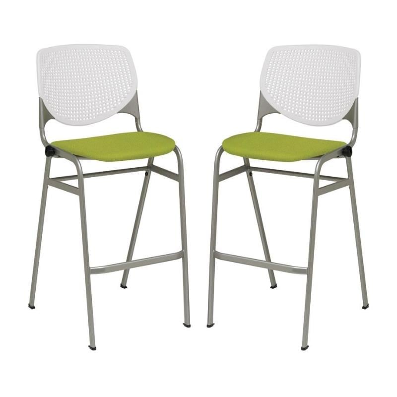 Home Square Stack Fabric Upholstered Seat Barstool in Avocado - Set of 2