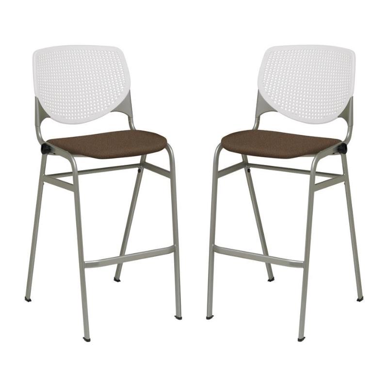 Home Square Stack Fabric Upholstered Seat Barstool in Fudge - Set of 2