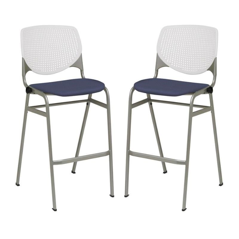 Home Square Stack Vinyl Upholstered Seat Barstool in Grape - Set of 2