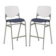 Home Square Stack Vinyl Upholstered Seat Barstool in Grape - Set of 2