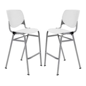 Home Square Stack Steel Frame Barstool in White - Set of 2