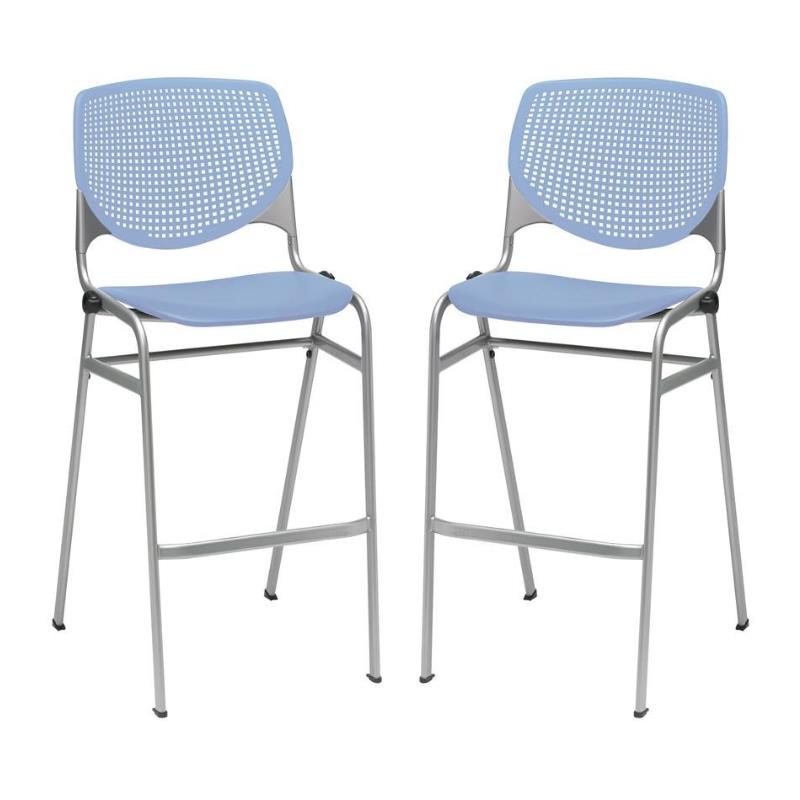 Home Square Stack Steel Frame Barstool in Peri Blue Finish - Set of 2