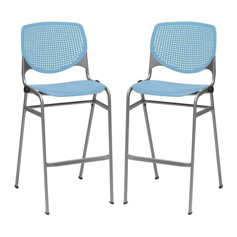 Home Square Stack Steel Frame Barstool in Sky Blue Finish - Set of 2