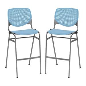 Home Square Stack Steel Frame Barstool in Sky Blue Finish - Set of 2