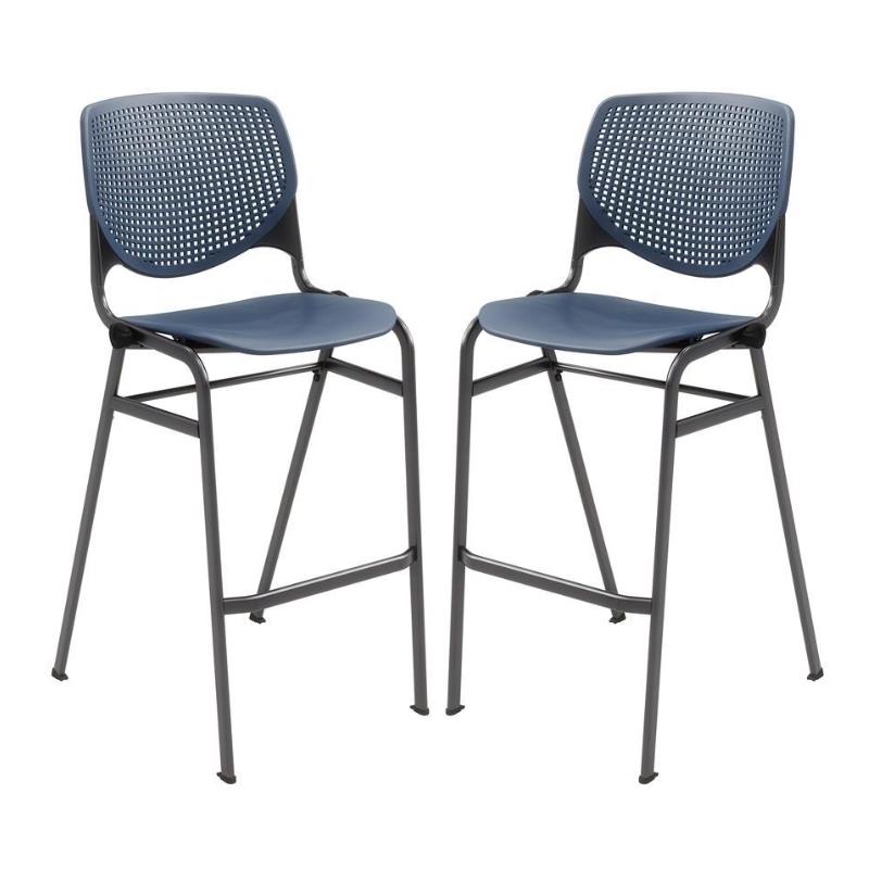 Home Square Stack Steel Frame Barstool in Navy/Black - Set of 2