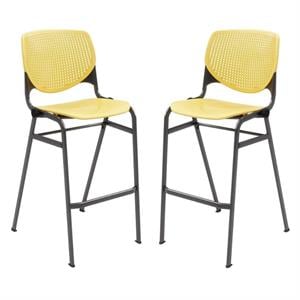 Home Square Stack Steel Frame Barstool in Yellow - Set of 2