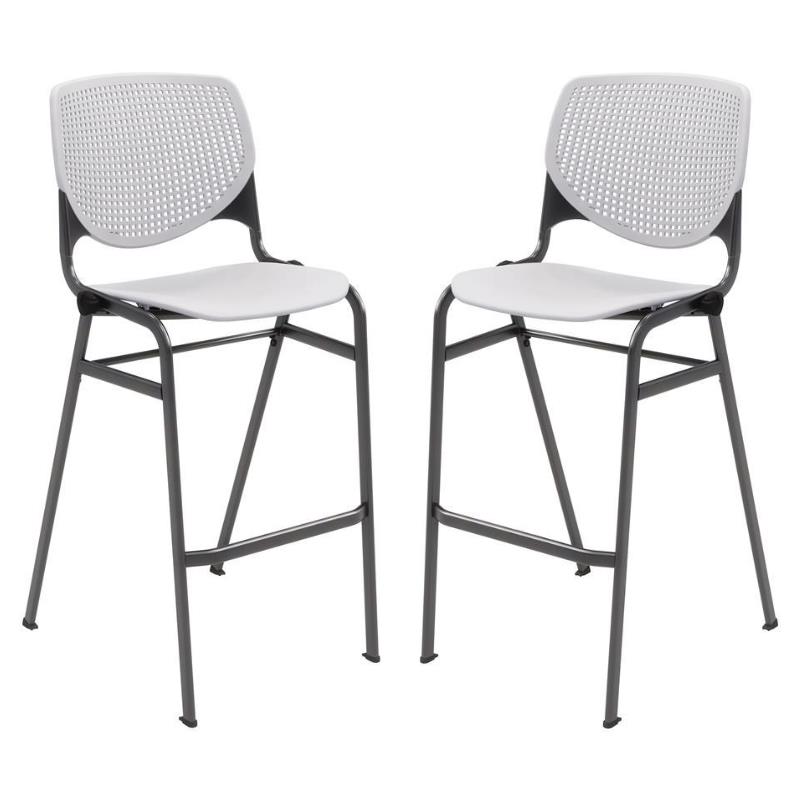 Home Square Plastic Stack Barstool in Light Gray - Set of 2