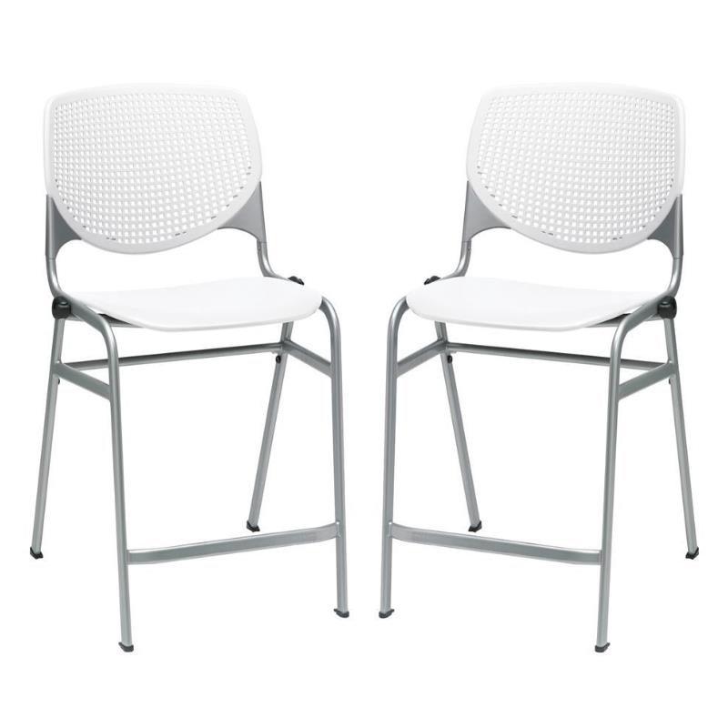 Home Square Plastic Counter Stool in White - Set of 2