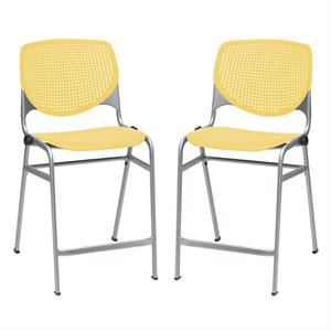 Home Square Plastic Counter Stool in Yellow - Set of 2