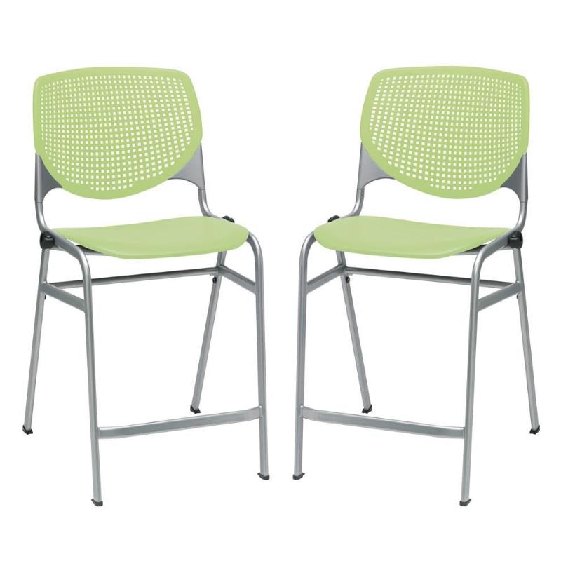 Home Square Plastic Counter Stool in Lime Green - Set of 2