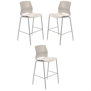 Home Square Olio Designs Lola 30&quot Plastic Bar Stool in Moonbeam - Set of 3