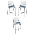 Home Square Stack Barstool in White Back/Navy Seat - Set of 3