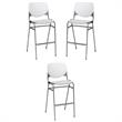 Home Square Stack Barstool in White Back/Light Grey Seat - Set of 3
