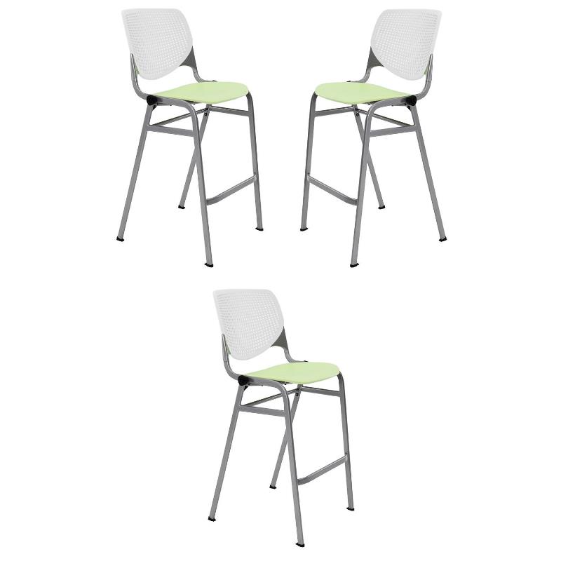 Home Square Stack Barstool in White Back/Lime Green Seat - Set of 3
