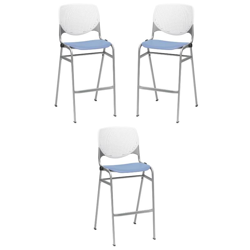 Home Square Stack Barstool in White Back/Peri Blue Seat - Set of 3