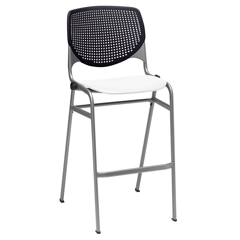 Home Square Stack Barstool in Black Back/White Seat - Set of 3