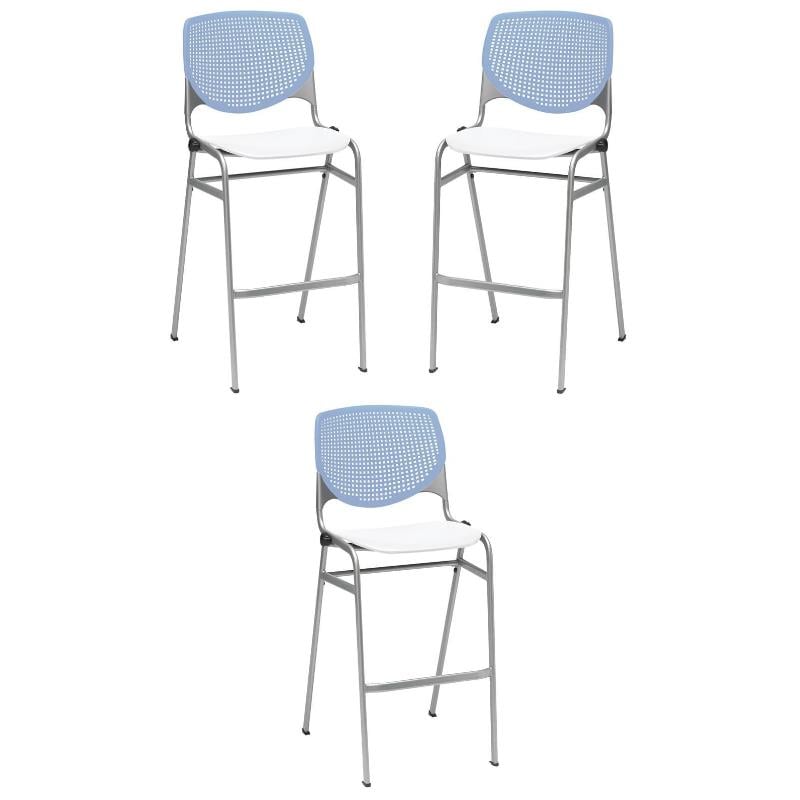 Home Square Stack Barstool in Peri Blue Back/White Seat - Set of 3