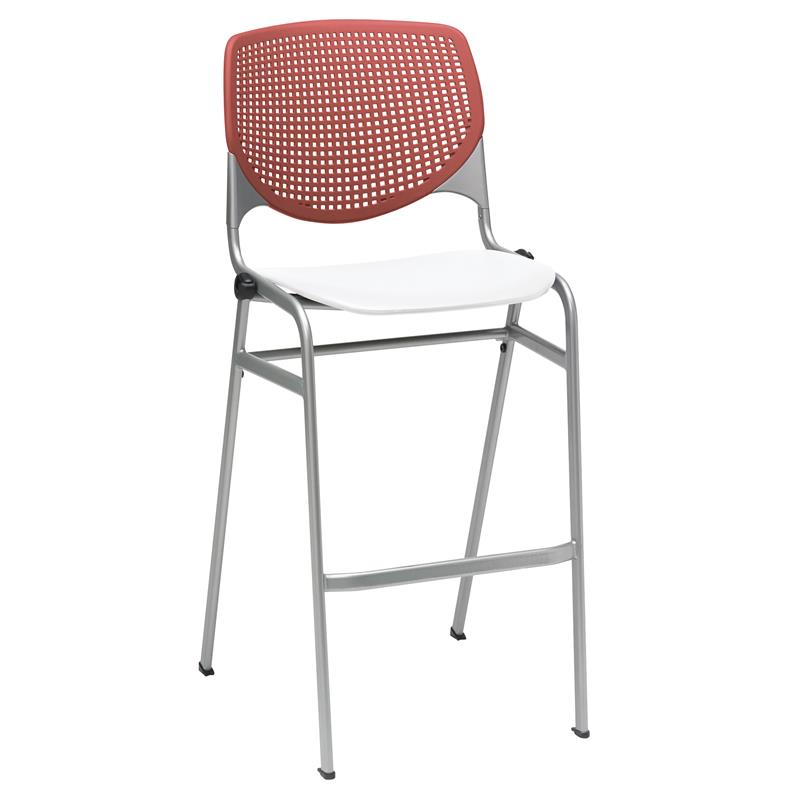 Home Square Stack Barstool in Coral Back/White Seat - Set of 3