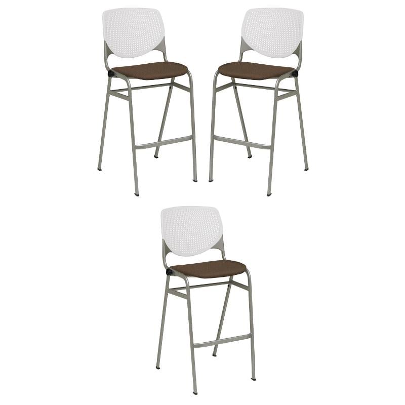 Home Square Stack Fabric Upholstered Seat Barstool in Fudge - Set of 3
