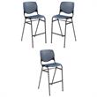 Home Square Stack Steel Frame Barstool in Navy/Black - Set of 3