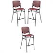 Home Square Plastic Stack Barstool in Burgundy - Set of 3