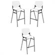 Home Square Stack Steel Frame Barstool in White/Black - Set of 3