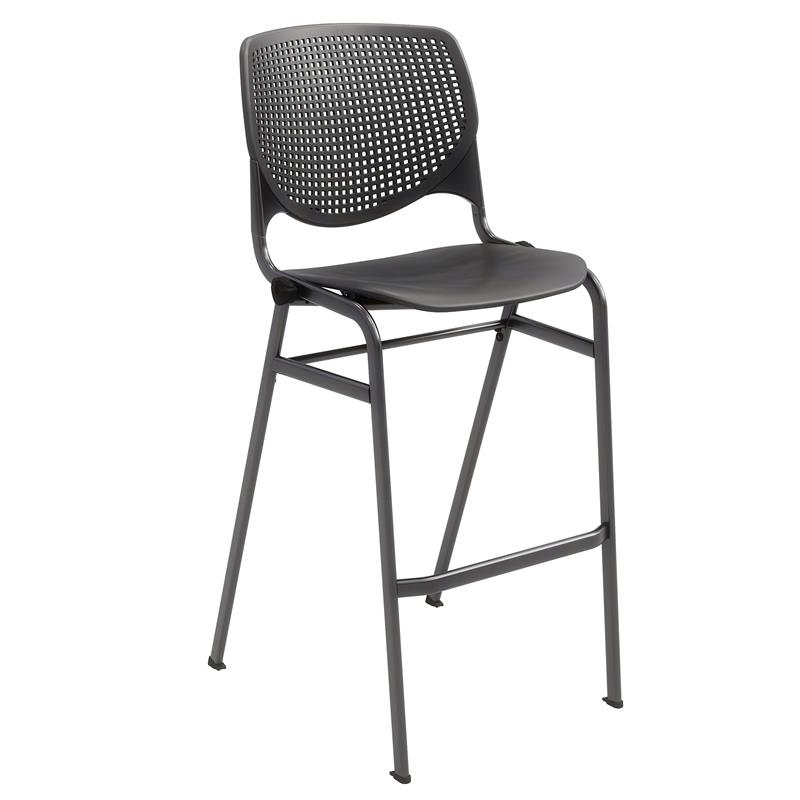 Home Square Stack Steel Frame Barstool in Black - Set of 3
