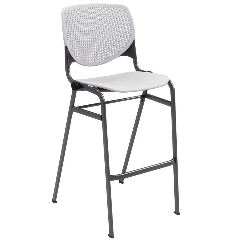 Home Square Plastic Stack Barstool in Light Gray - Set of 3
