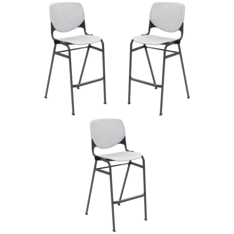 Home Square Plastic Stack Barstool in Light Gray - Set of 3