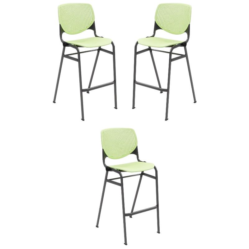 Home Square Stack Barstool in Lime Green Finish - Set of 3