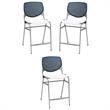 Home Square Plastic Counter Stool in Navy Back - Set of 3