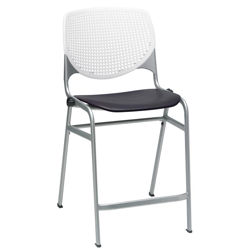 Home Square Plastic Counter Stool in White/Black - Set of 3