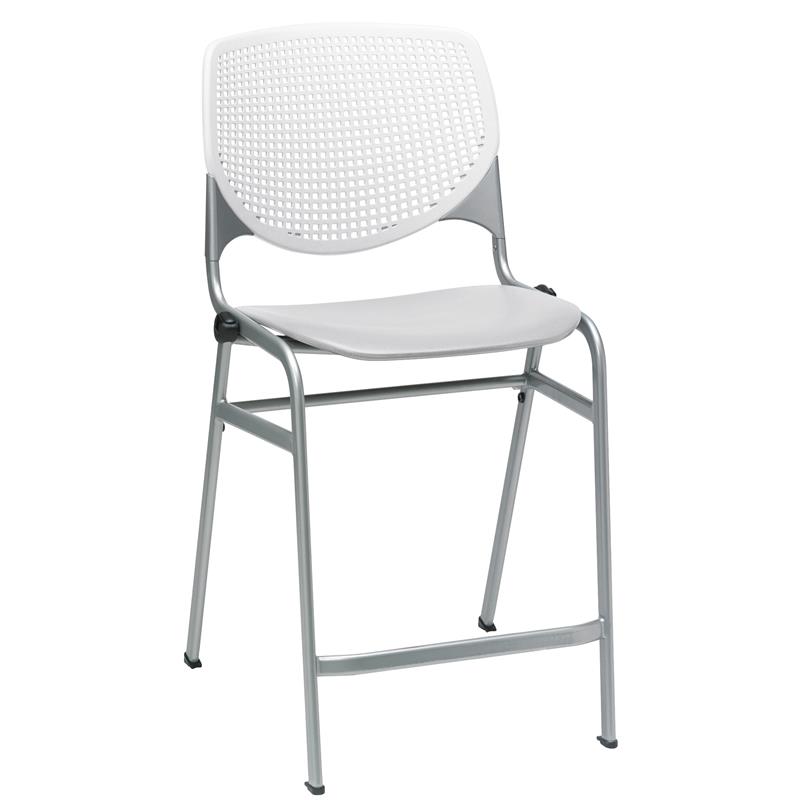 Home Square Plastic Counter Stool in White/Light Gray - Set of 3