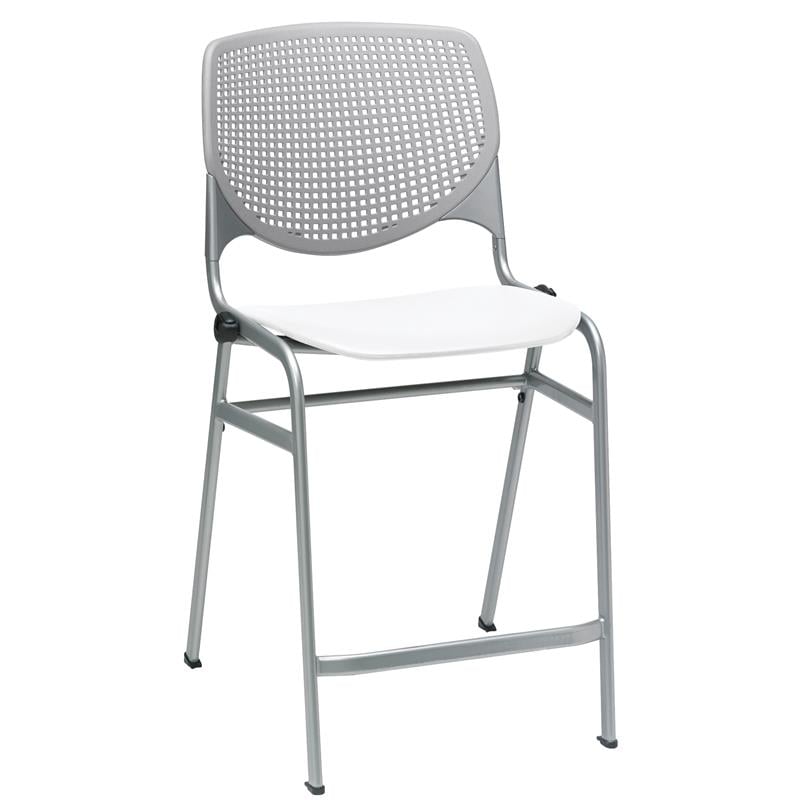 Home Square Plastic Counter Stool in Light Gray/White - Set of 3