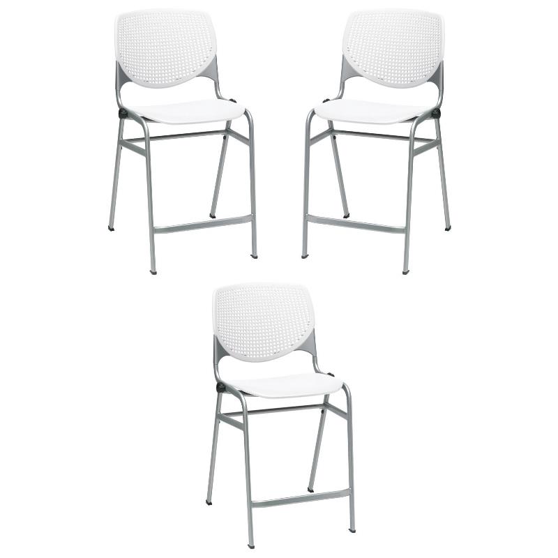 Home Square Plastic Counter Stool in White - Set of 3