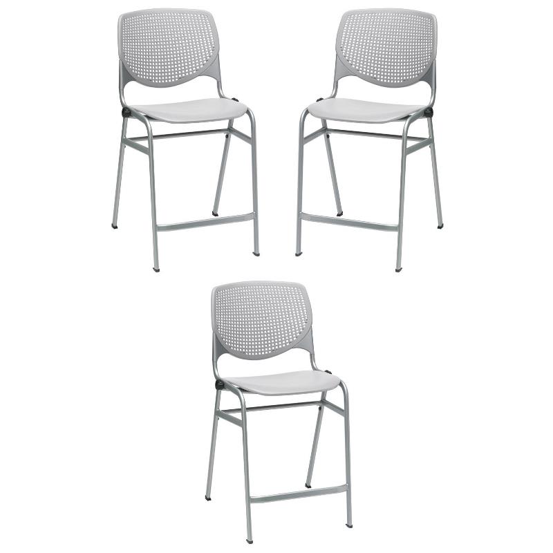 Home Square Plastic Counter Stool in Light Gray - Set of 3